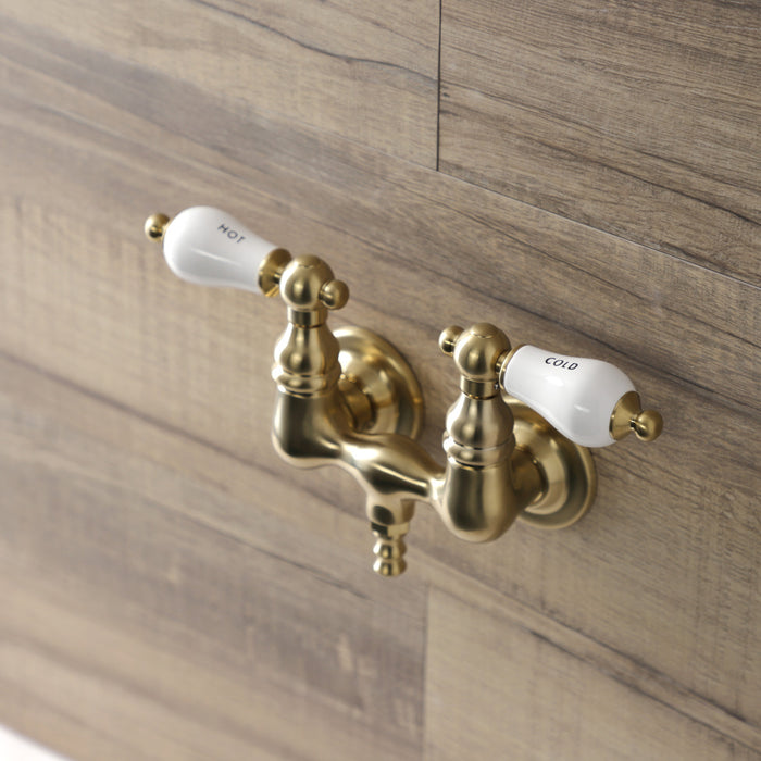 Kingston Heirloom AE33T7 - Aqua Vintage Two-Handle 2-Hole Tub Wall Mount Clawfoot Tub Faucet, Brushed Brass
