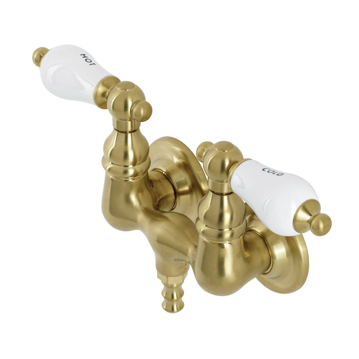 Kingston Heirloom AE33T7 - Aqua Vintage Two-Handle 2-Hole Tub Wall Mount Clawfoot Tub Faucet, Brushed Brass