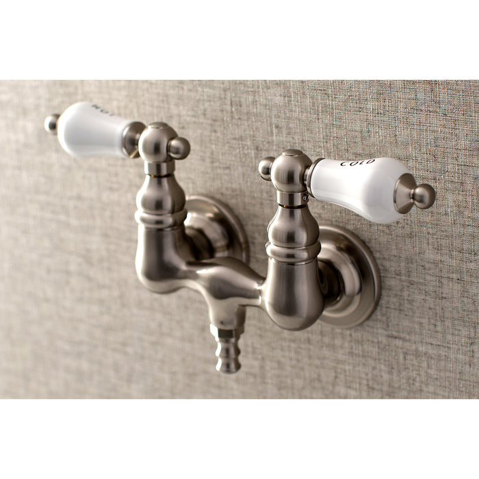 Kingston Heirloom AE33T8 - Aqua Vintage Two-Handle 2-Hole Tub Wall Mount Clawfoot Tub Faucet, Brushed Nickel