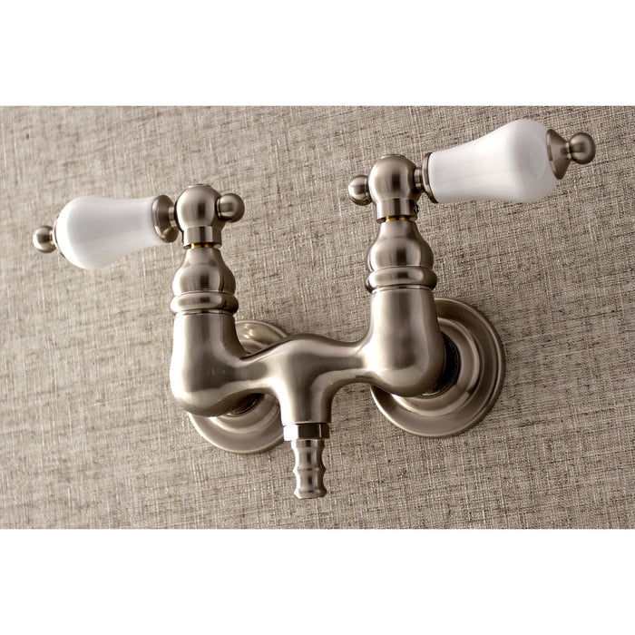 Kingston Heirloom AE33T8 - Aqua Vintage Two-Handle 2-Hole Tub Wall Mount Clawfoot Tub Faucet, Brushed Nickel