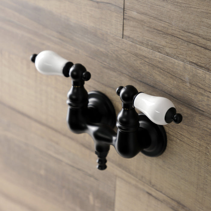 Kingston Heirloom AE35T0 - Aqua Vintage Two-Handle 2-Hole Tub Wall Mount Clawfoot Tub Faucet, Matte Black