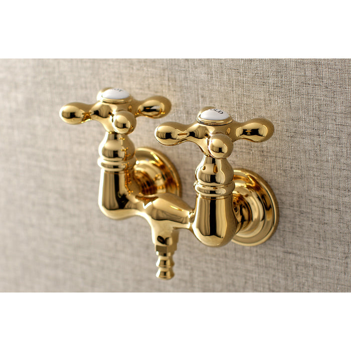 Kingston Heirloom AE37T2 - Aqua Vintage Two-Handle 2-Hole Tub Wall Mount Clawfoot Tub Faucet, Polished Brass