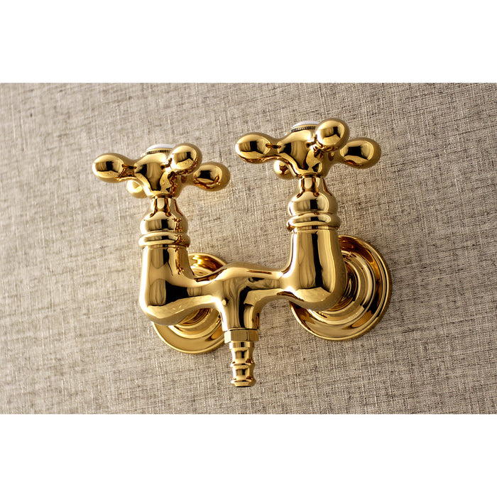 Kingston Heirloom AE37T2 - Aqua Vintage Two-Handle 2-Hole Tub Wall Mount Clawfoot Tub Faucet, Polished Brass