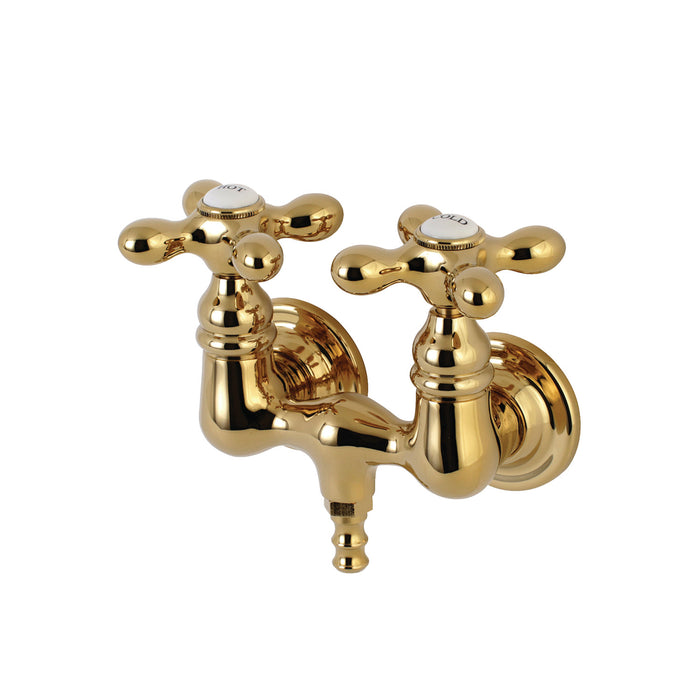 Kingston Heirloom AE37T2 - Aqua Vintage Two-Handle 2-Hole Tub Wall Mount Clawfoot Tub Faucet, Polished Brass