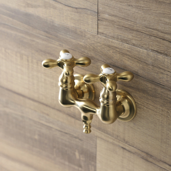 Kingston Heirloom AE37T7 - Aqua Vintage Two-Handle 2-Hole Tub Wall Mount Clawfoot Tub Faucet, Brushed Brass