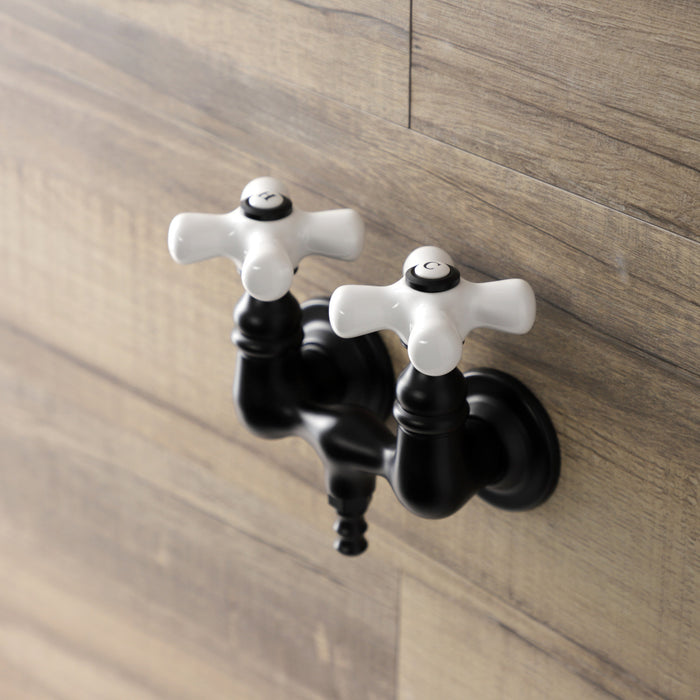 Kingston Heirloom AE39T0 - Aqua Vintage Two-Handle 2-Hole Tub Wall Mount Clawfoot Tub Faucet, Matte Black