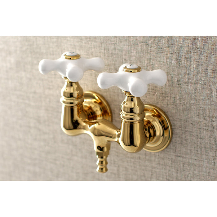 Kingston Heirloom AE39T2 - Aqua Vintage Two-Handle 2-Hole Tub Wall Mount Clawfoot Tub Faucet, Polished Brass