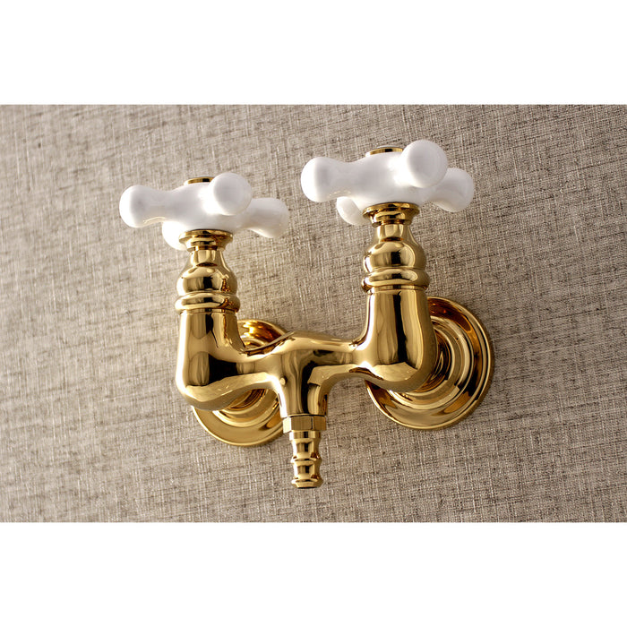 Kingston Heirloom AE39T2 - Aqua Vintage Two-Handle 2-Hole Tub Wall Mount Clawfoot Tub Faucet, Polished Brass
