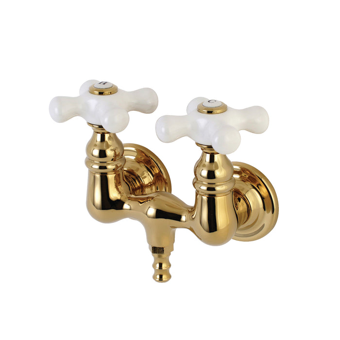 Kingston Heirloom AE39T2 - Aqua Vintage Two-Handle 2-Hole Tub Wall Mount Clawfoot Tub Faucet, Polished Brass