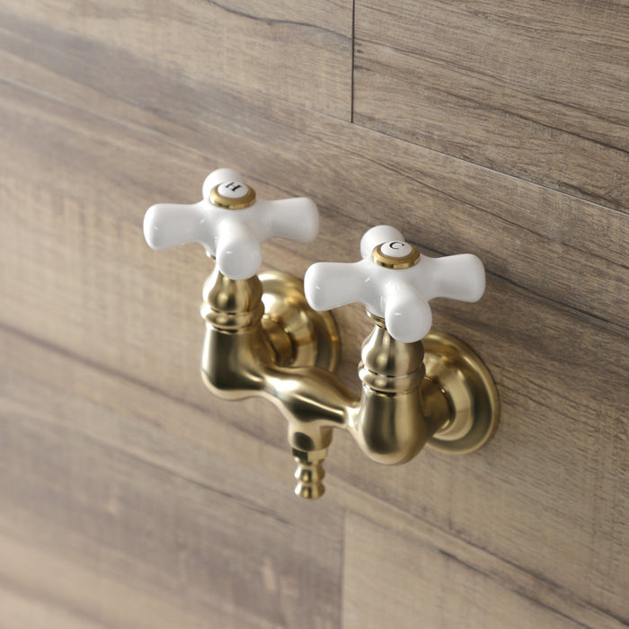 Kingston Heirloom AE39T7 - Aqua Vintage Two-Handle 2-Hole Tub Wall Mount Clawfoot Tub Faucet, Brushed Brass