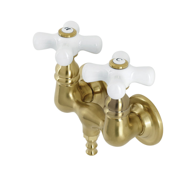 Kingston Heirloom AE39T7 - Aqua Vintage Two-Handle 2-Hole Tub Wall Mount Clawfoot Tub Faucet, Brushed Brass