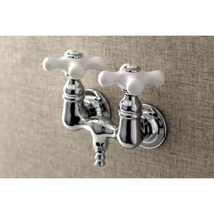 Kingston Heirloom AE40T1 - Aqua Vintage Two-Handle 2-Hole Tub Wall Mount Clawfoot Tub Faucet, Polished Chrome