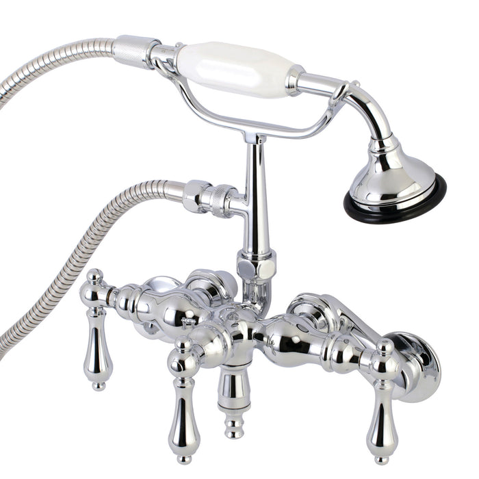 Kingston Heirloom AE420T1 - Vintage Three-Handle 2-Hole Tub Wall Mount Clawfoot Tub Faucet with Hand Shower, Polished Chrome