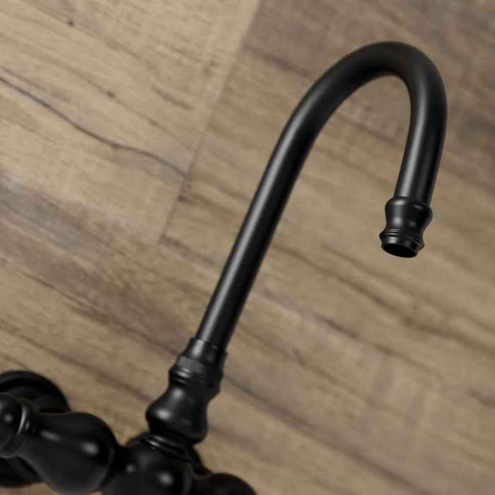Kingston Heirloom AE5T0 - Aqua Vintage Two-Handle 2-Hole Tub Wall Mount Clawfoot Tub Faucet, Matte Black