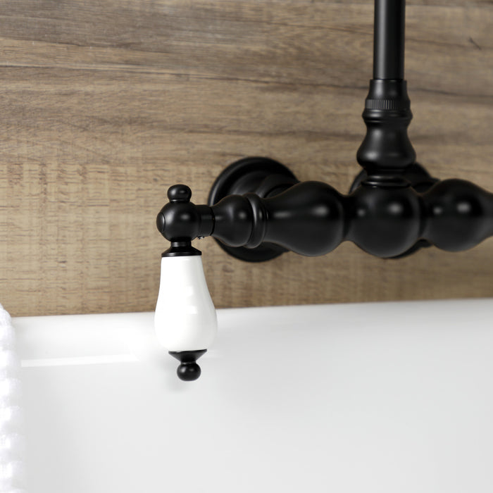 Kingston Heirloom AE5T0 - Aqua Vintage Two-Handle 2-Hole Tub Wall Mount Clawfoot Tub Faucet, Matte Black