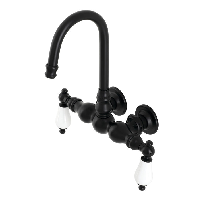 Kingston Heirloom AE5T0 - Aqua Vintage Two-Handle 2-Hole Tub Wall Mount Clawfoot Tub Faucet, Matte Black