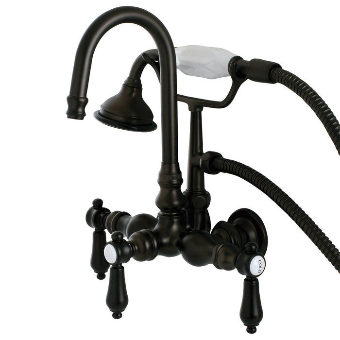 Kingston Heirloom AE7T5BAL - Heirloom Three-Handle 2-Hole Tub Wall Mount Clawfoot Tub Faucet with Hand Shower, Oil Rubbed Bronze