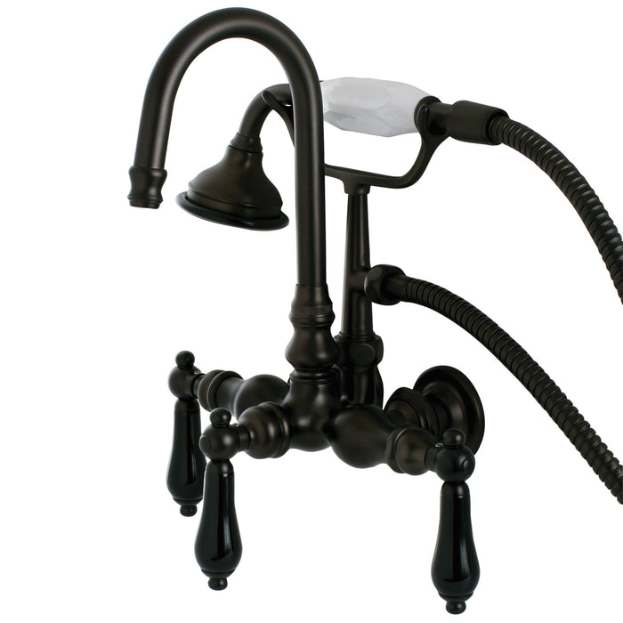 Kingston Heirloom AE7T5PKL - Duchess Three-Handle 2-Hole Tub Wall Mount Clawfoot Tub Faucet with Hand Shower, Oil Rubbed Bronze