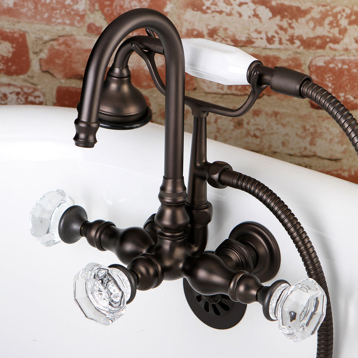 Kingston Heirloom AE7T5WCL - Celebrity Three-Handle 2-Hole Tub Wall Mount Clawfoot Tub Faucet with Hand Shower, Oil Rubbed Bronze