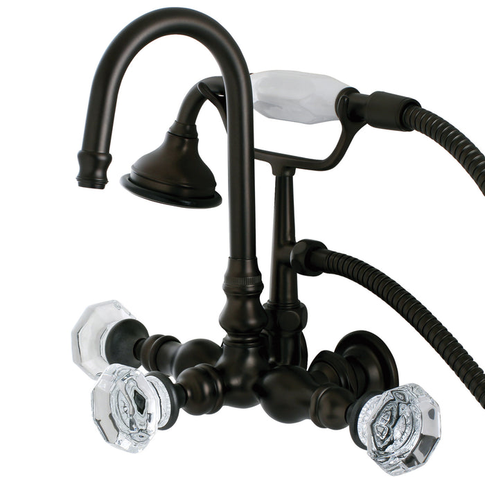 Kingston Heirloom AE7T5WCL - Celebrity Three-Handle 2-Hole Tub Wall Mount Clawfoot Tub Faucet with Hand Shower, Oil Rubbed Bronze