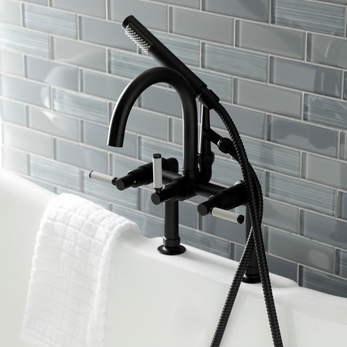 Kingston Sona AE8100DKL - Kaiser Three-Handle 2-Hole Deck-Mount Clawfoot Tub Faucet with Hand Shower, Matte Black