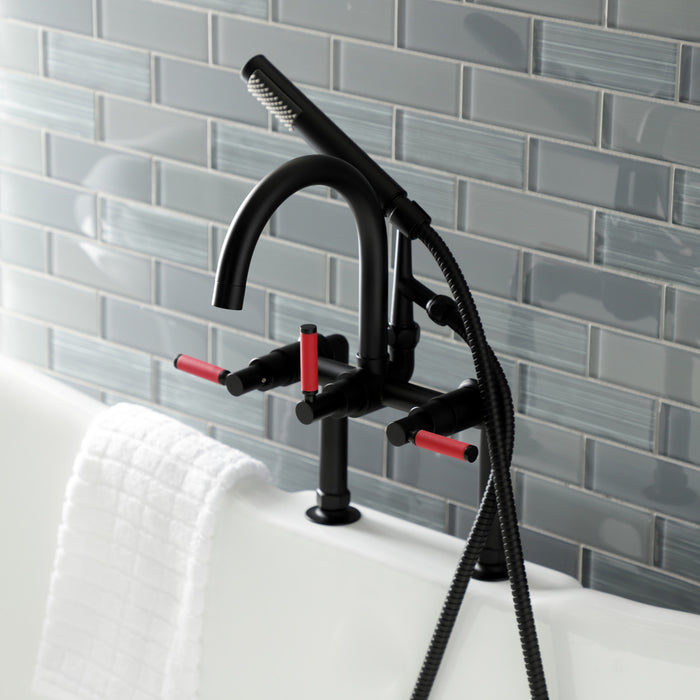 Kingston Sona AE8100DKL - Kaiser Three-Handle 2-Hole Deck-Mount Clawfoot Tub Faucet with Hand Shower, Matte Black
