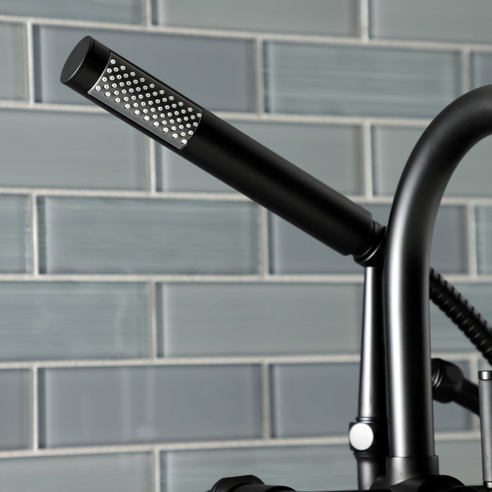 Kingston Sona AE8100DKL - Kaiser Three-Handle 2-Hole Deck-Mount Clawfoot Tub Faucet with Hand Shower, Matte Black