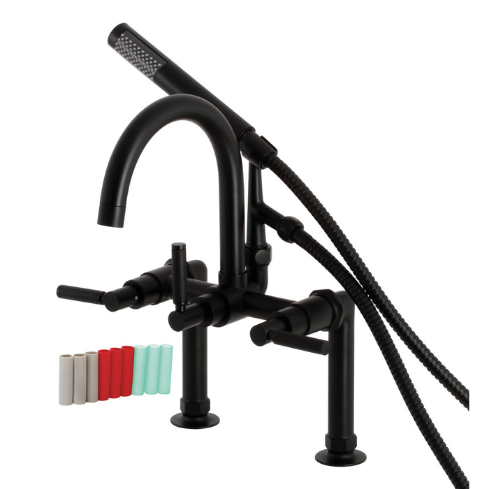 Kingston Sona AE8100DKL - Kaiser Three-Handle 2-Hole Deck-Mount Clawfoot Tub Faucet with Hand Shower, Matte Black