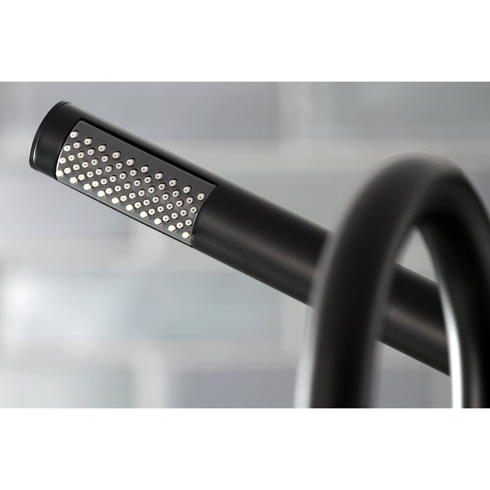 Kingston Sona AE8100DX - Concord Three-Handle 2-Hole Deck-Mount Clawfoot Tub Faucet with Hand Shower, Matte Black