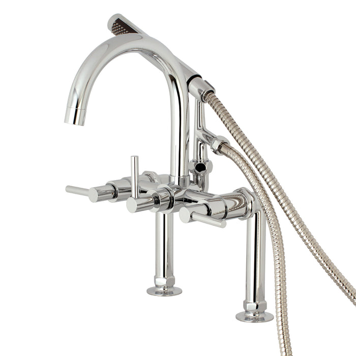 Kingston Sona AE8101DL - Concord Three-Handle 2-Hole Deck-Mount Clawfoot Tub Faucet with Hand Shower, Polished Chrome