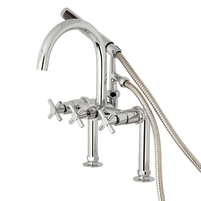 Kingston Sona AE8101DX - Concord Three-Handle 2-Hole Deck-Mount Clawfoot Tub Faucet with Hand Shower, Polished Chrome