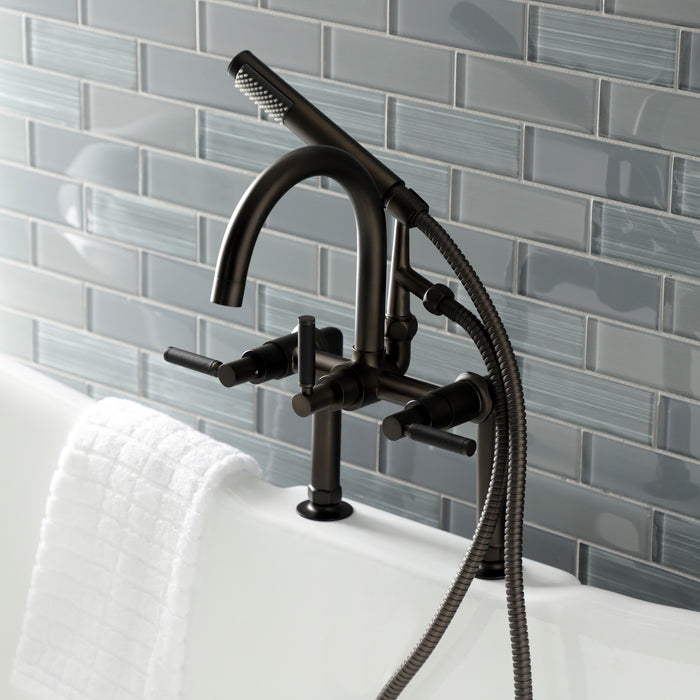 Kingston Sona AE8105DKL - Kaiser Three-Handle 2-Hole Deck-Mount Clawfoot Tub Faucet with Hand Shower, Oil Rubbed Bronze