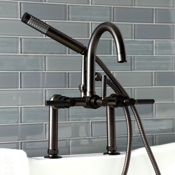 Kingston Sona AE8105DKL - Kaiser Three-Handle 2-Hole Deck-Mount Clawfoot Tub Faucet with Hand Shower, Oil Rubbed Bronze