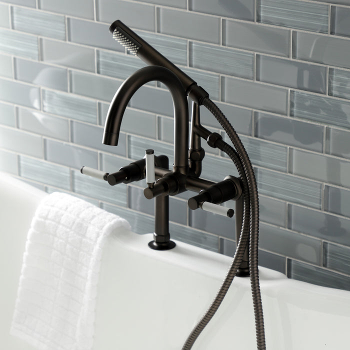 Kingston Sona AE8105DKL - Kaiser Three-Handle 2-Hole Deck-Mount Clawfoot Tub Faucet with Hand Shower, Oil Rubbed Bronze