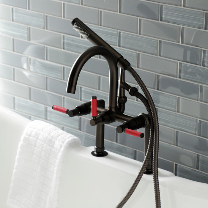 Kingston Sona AE8105DKL - Kaiser Three-Handle 2-Hole Deck-Mount Clawfoot Tub Faucet with Hand Shower, Oil Rubbed Bronze