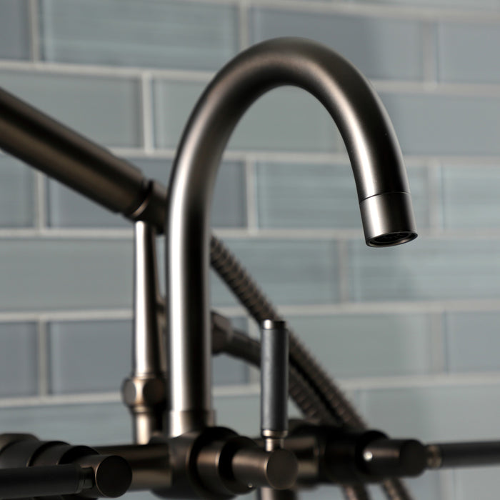 Kingston Sona AE8105DKL - Kaiser Three-Handle 2-Hole Deck-Mount Clawfoot Tub Faucet with Hand Shower, Oil Rubbed Bronze