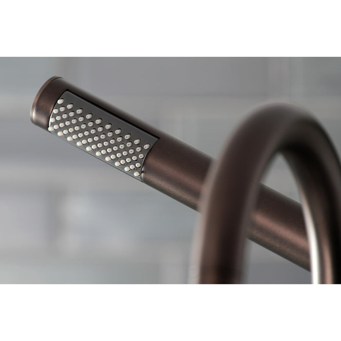 Kingston Sona AE8105DL - Concord Three-Handle 2-Hole Deck-Mount Clawfoot Tub Faucet with Hand Shower, Oil Rubbed Bronze