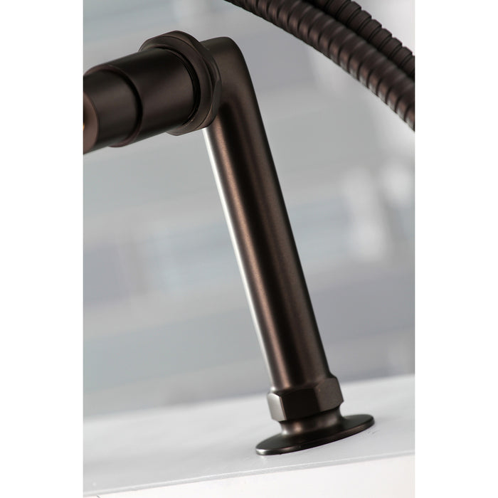 Kingston Sona AE8105DL - Concord Three-Handle 2-Hole Deck-Mount Clawfoot Tub Faucet with Hand Shower, Oil Rubbed Bronze