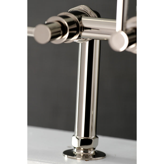 Kingston Sona AE8106DL - Concord Three-Handle 2-Hole Deck-Mount Clawfoot Tub Faucet with Hand Shower, Polished Nickel