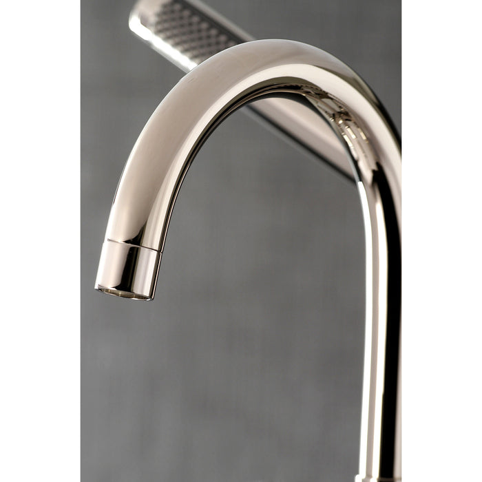 Kingston Sona AE8106DL - Concord Three-Handle 2-Hole Deck-Mount Clawfoot Tub Faucet with Hand Shower, Polished Nickel