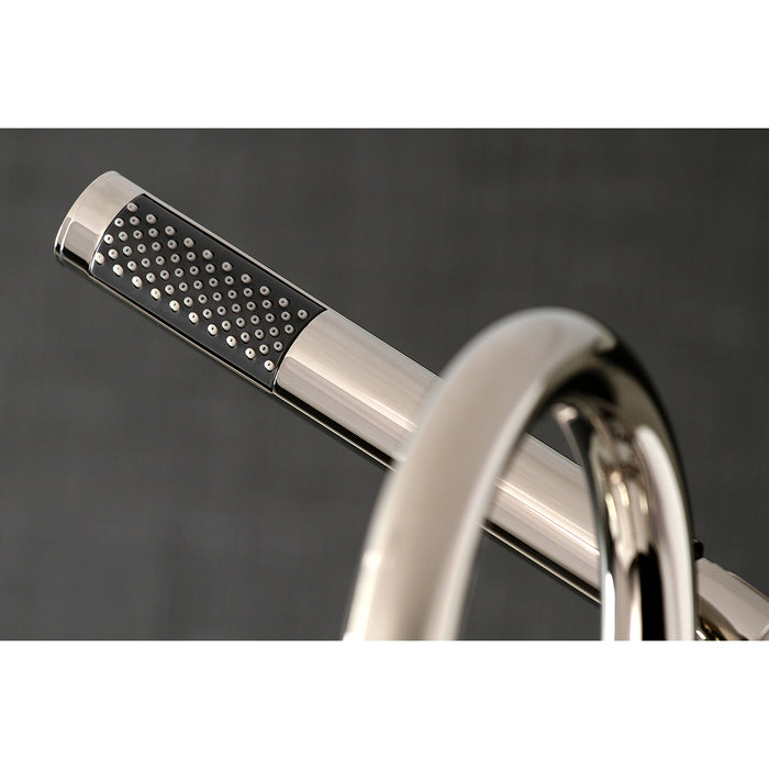 Kingston Sona AE8106DL - Concord Three-Handle 2-Hole Deck-Mount Clawfoot Tub Faucet with Hand Shower, Polished Nickel