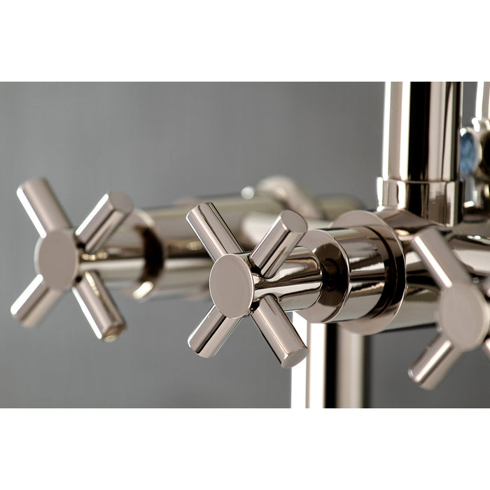 Kingston Sona AE8106DX - Concord Three-Handle 2-Hole Deck-Mount Clawfoot Tub Faucet with Hand Shower, Polished Nickel