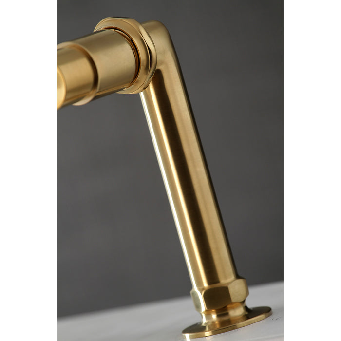 Kingston Sona AE8107DL - Concord Three-Handle 2-Hole Deck-Mount Clawfoot Tub Faucet with Hand Shower, Brushed Brass