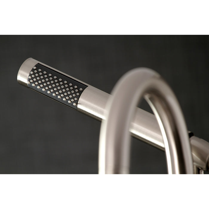Kingston Sona AE8108DL - Concord Three-Handle 2-Hole Deck-Mount Clawfoot Tub Faucet with Hand Shower, Brushed Nickel