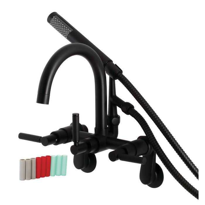 Kingston Sona AE8150DKL - Kaiser Three-Handle 2-Hole Tub Wall Mount Clawfoot Tub Faucet with Hand Shower, Matte Black