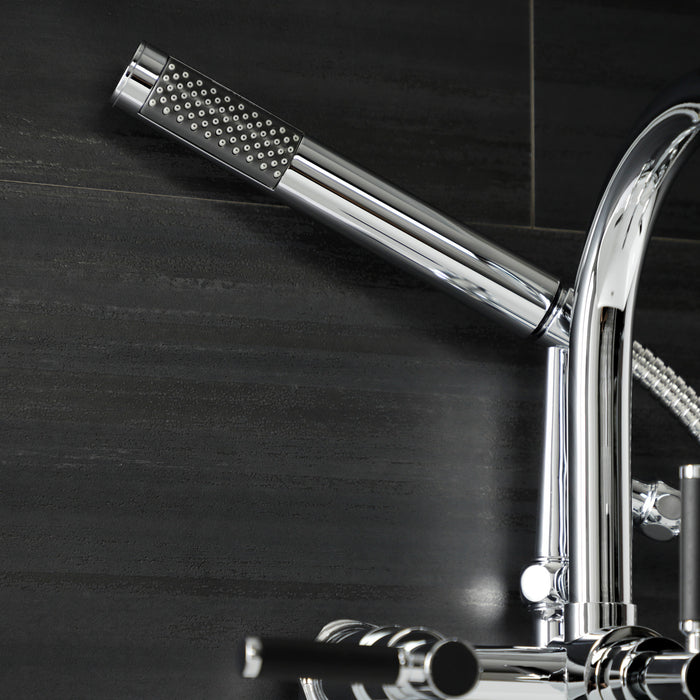 Kingston Sona AE8151DKL - Kaiser Three-Handle 2-Hole Tub Wall Mount Clawfoot Tub Faucet with Hand Shower, Polished Chrome