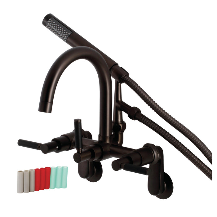 Kingston Sona AE8155DKL - Kaiser Three-Handle 2-Hole Tub Wall Mount Clawfoot Tub Faucet with Hand Shower, Oil Rubbed Bronze