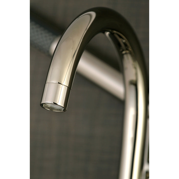 Kingston Sona AE8156DX - Concord Three-Handle 2-Hole Tub Wall Mount Clawfoot Tub Faucet with Hand Shower, Polished Nickel