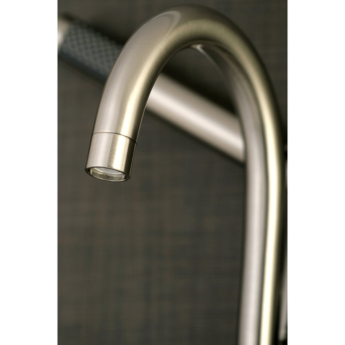 Kingston Sona AE8158DX - Concord Three-Handle 2-Hole Tub Wall Mount Clawfoot Tub Faucet with Hand Shower, Brushed Nickel