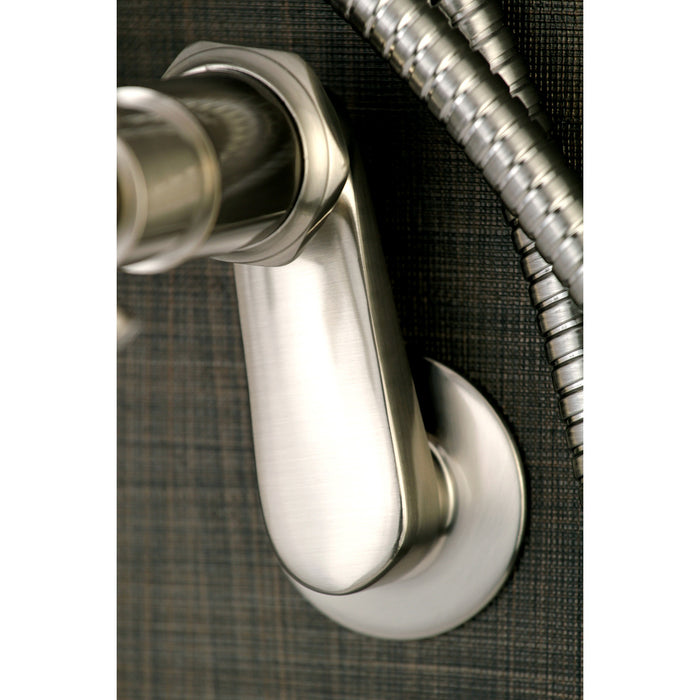 Kingston Sona AE8158DX - Concord Three-Handle 2-Hole Tub Wall Mount Clawfoot Tub Faucet with Hand Shower, Brushed Nickel